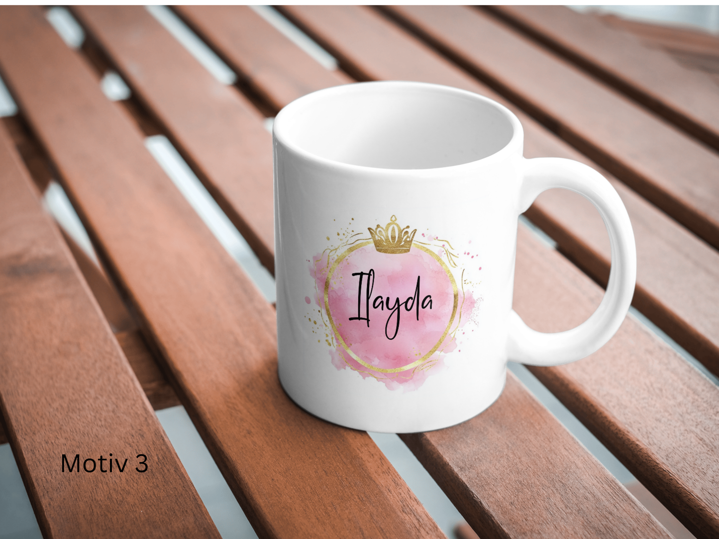 Personalisierte Tase mit rosa Design