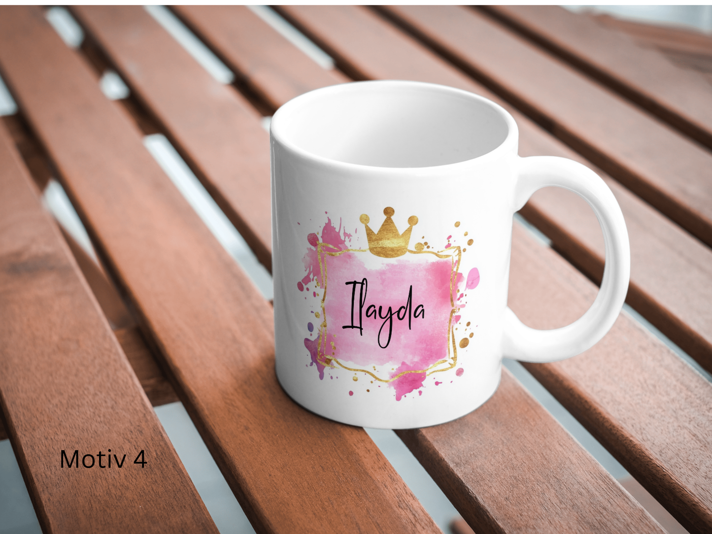 Personalisierte Tase mit rosa Design