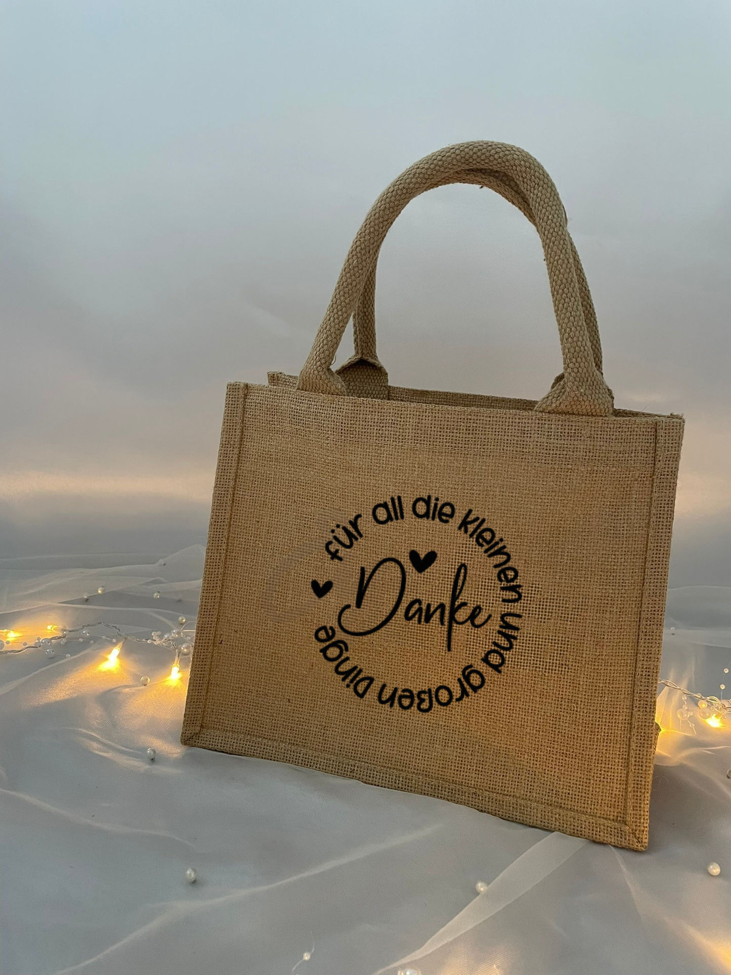 Jute-Tasche als Dankeschön, Danke
