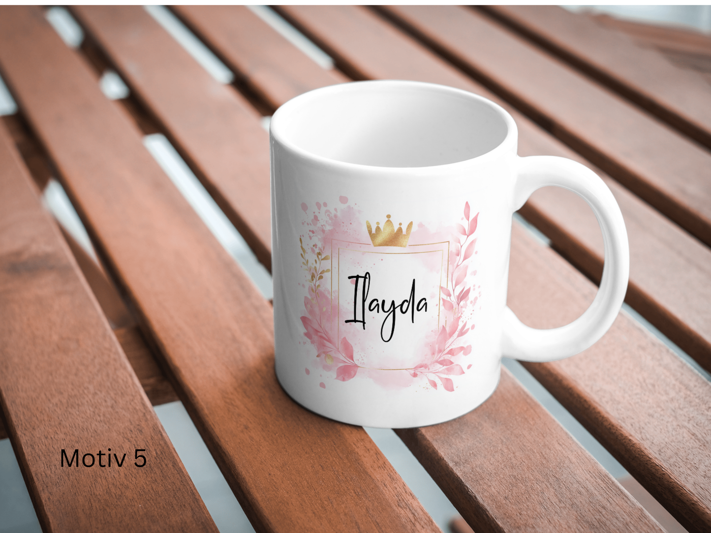 Personalisierte Tase mit rosa Design