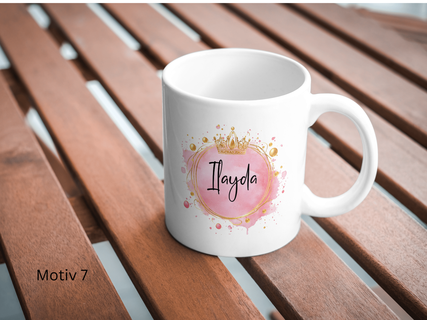 Personalisierte Tase mit rosa Design