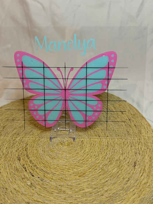 Personalisierte Acryltafel mit Schmetterling– Stundenplan inkl. Stift & Aufsteller