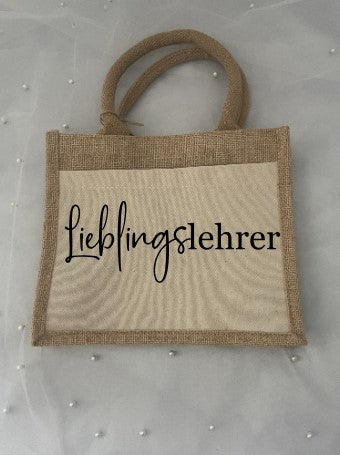Lehrerin mit Herz, Lehrer mit Herz, Geschenk Lehrer, Schule, Grundschule, Abschiedsgeschenk, Jute Tasche