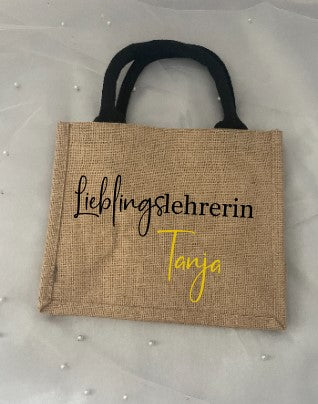 Lehrerin mit Herz, Lehrer mit Herz, Geschenk Lehrer, Schule, Grundschule, Abschiedsgeschenk, Jute Tasche