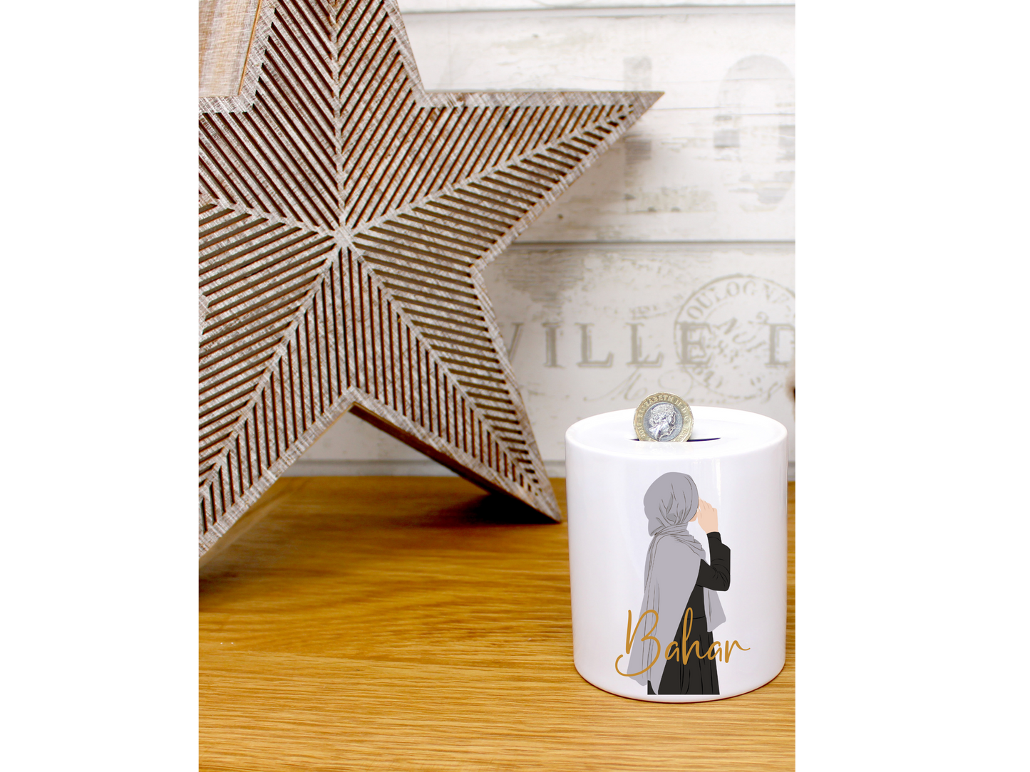 Personalisierte Spardose Hijab, Moslem, Muslim, Woman