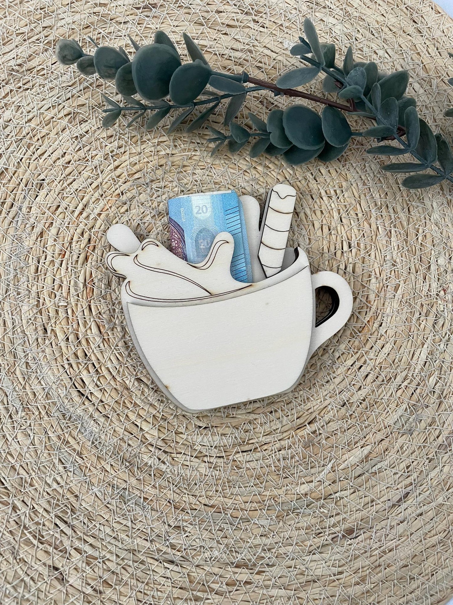 Geldgeschenk, Holz , Geldhalter, Gutschein, Kaffee, Geburtstag