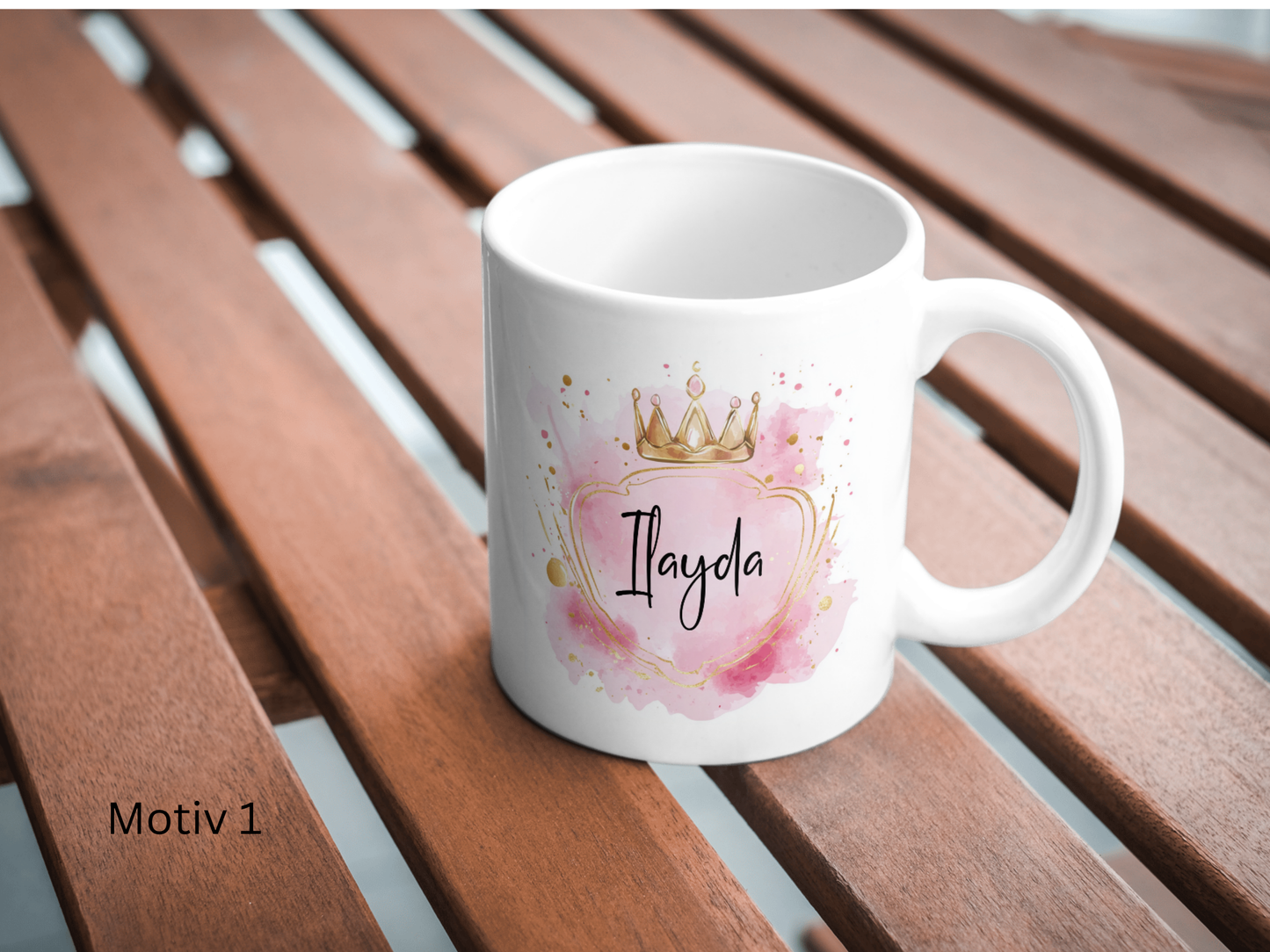 Personalisierte Tase mit rosa Design