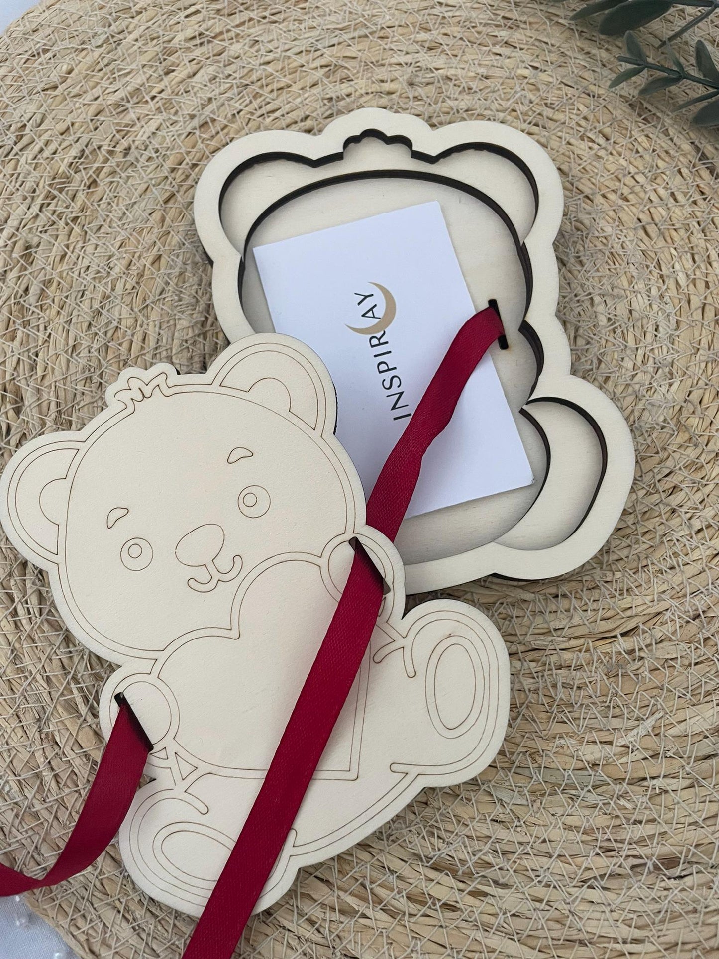 Holz-Geschenkbox – Perfekt für Geldgeschenke & Gutscheine, Geldgeschenk, Gutscheinbox, Teddy Bär