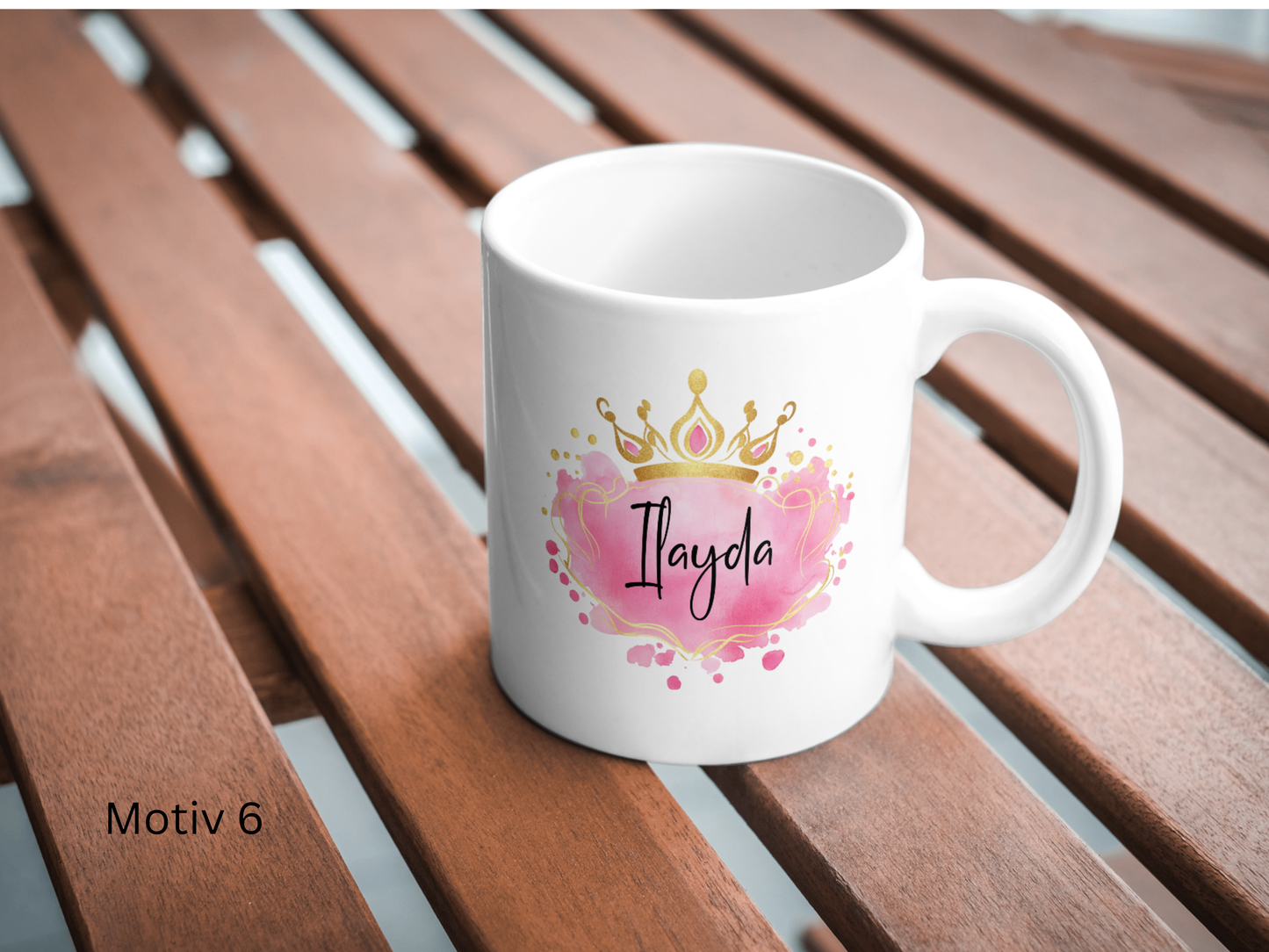 Personalisierte Tase mit rosa Design