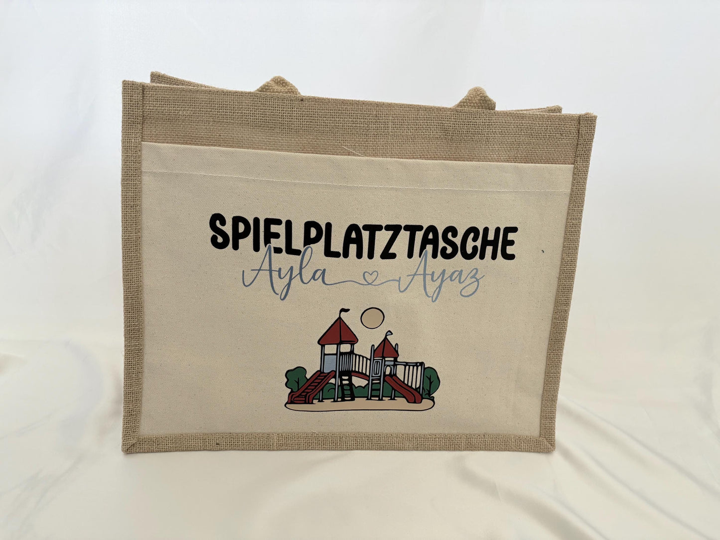 Spielplatztasche, Tragetasche, Jute Tasche - Weil Eltern alles tragen