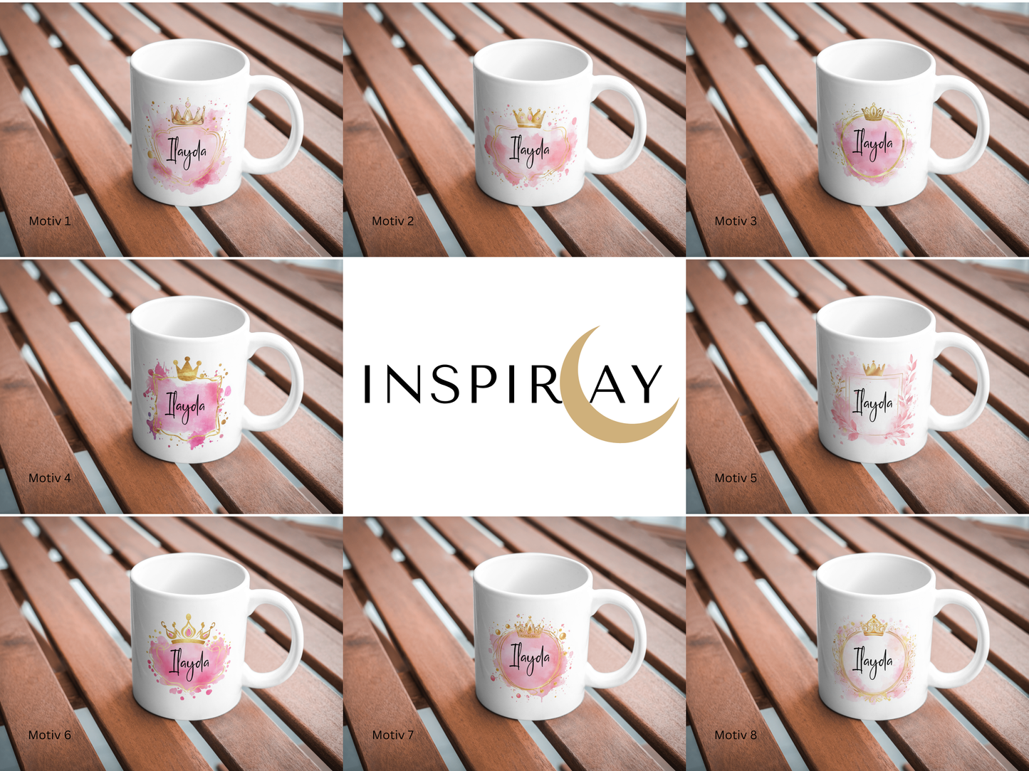 Personalisierte Tase mit rosa Design